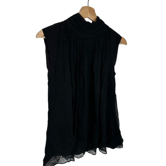 Just Drew NYC Black Sheer Top Sleeveless Pleated 4 Goth Dark Boho - Picture 2 of 5